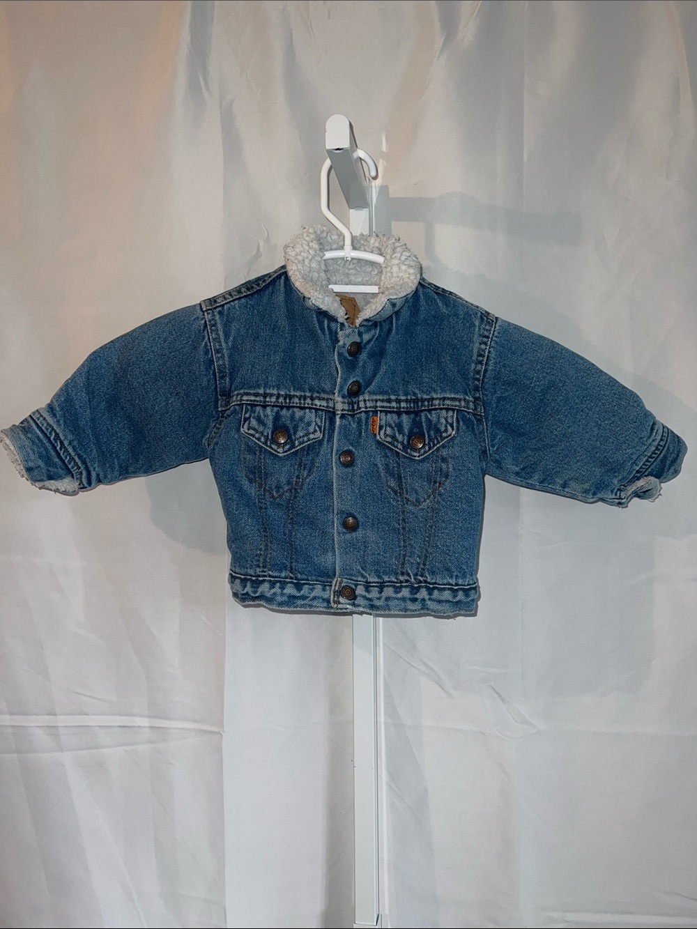 LEVI VINTAGE NOSTALGIC 1990 Blue Sherpa-Lined Denim Jacket Child 24 month size
